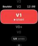 CragMate on Apple Watch - Digital Crown grade dial on V1 with Start